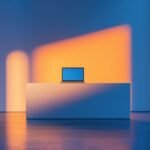 Op de afbeelding zie je een minimalistische foto, de kleuren zijn blauw en oranje van het zonlicht, en in de verte zie je een laptop staan. Keller SEO | Pagina optimalisatie