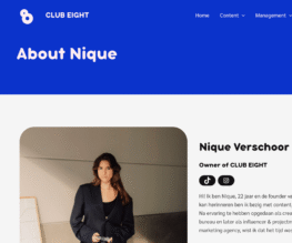 Voorbeeld klantcase Keller SEO | Website gemaakt voor CLUB EIGHT